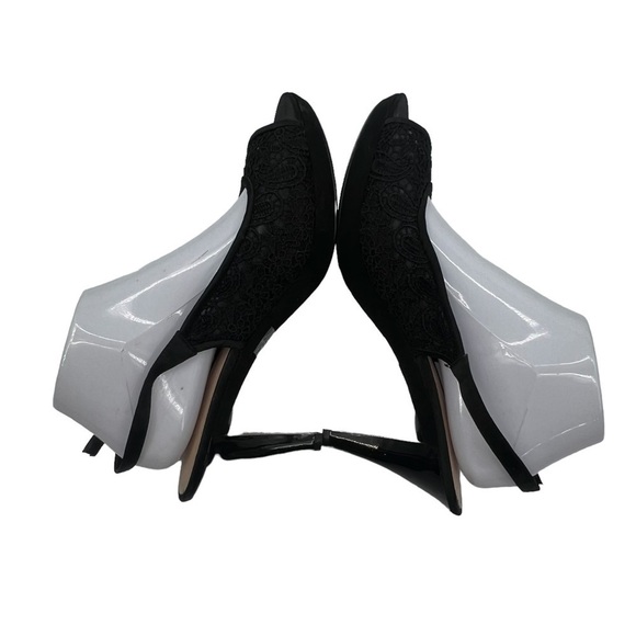 Nine West Black Kindly Peep Toe Lace Slingback Heeled Sandals Size 10 Women’s - Picture 6 of 9